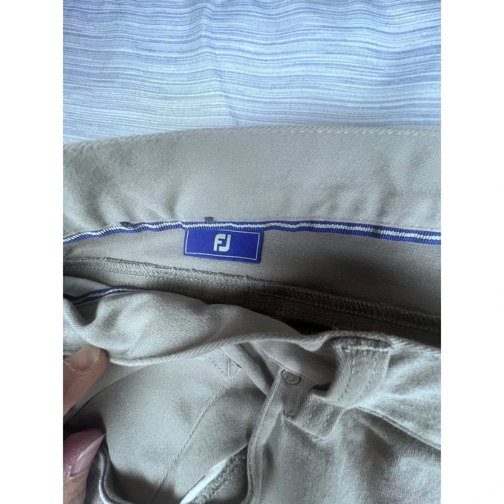 FootJoy Mens 5-Pocket Golf Pants Gray Tan Khaki Cotton Stretch W40‎ L32